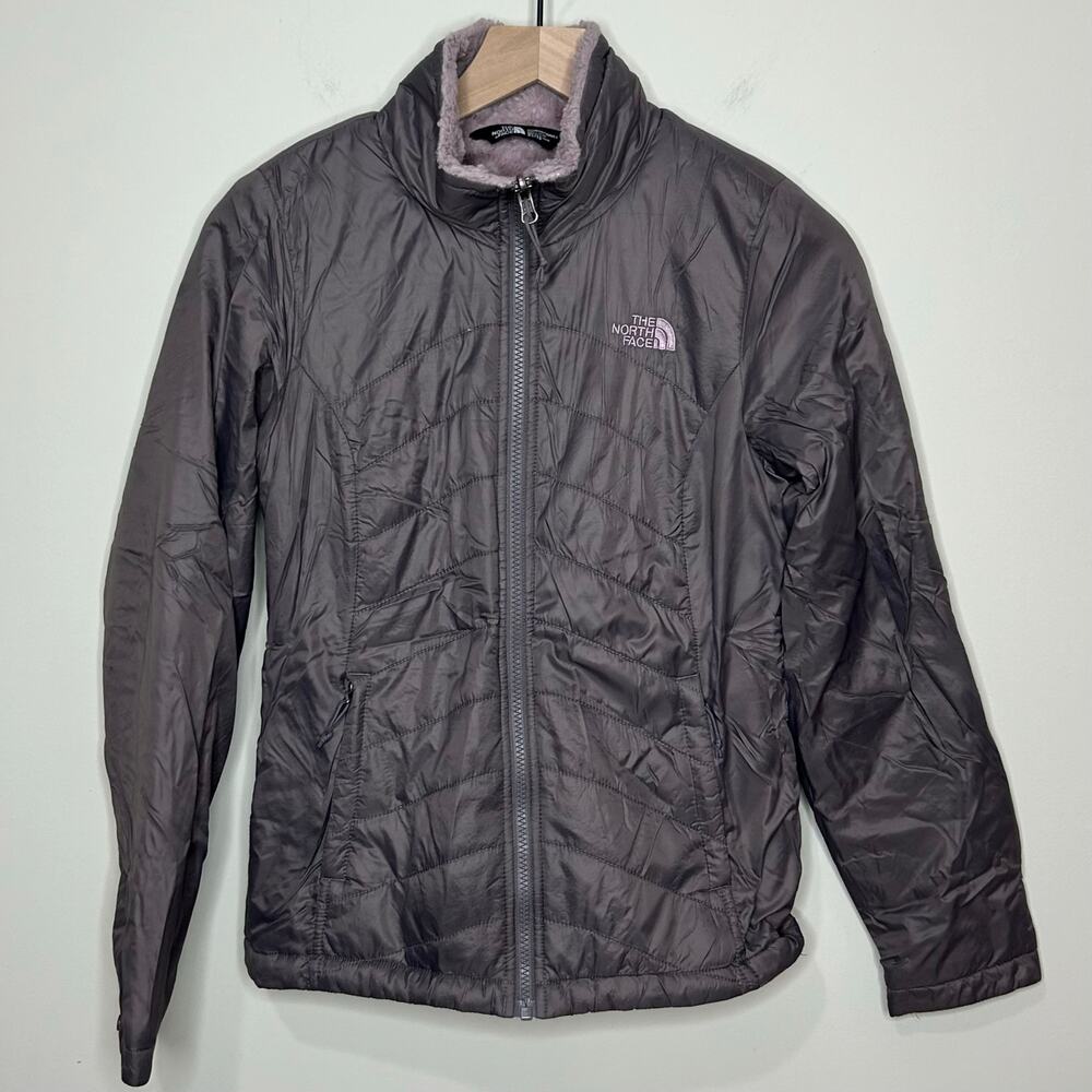 The North Face Fleece-Lined Gray Nylon Jacket Size XS Front Zipper Close EUC